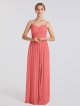 Spaghetti Strap Ruched Waist Mesh Bridesmaid Dress with Slit AB202149