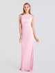 Sleeveless Long High-Neck Ruched Mesh Bridesmaid Dress AB202143