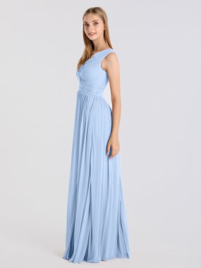 Side Slit Crisscross Ruched V-neck Mesh Bridesmaid Dress AB202141