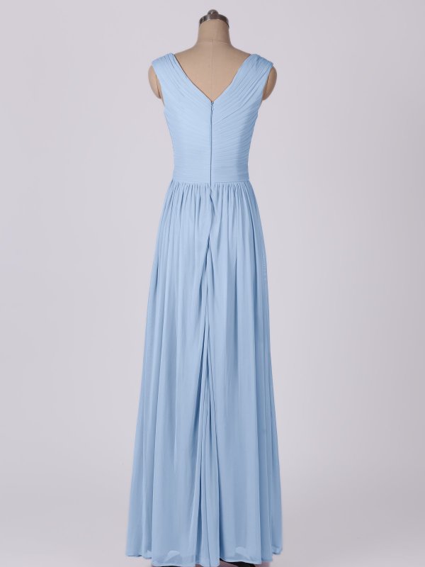 Side Slit Crisscross Ruched V-neck Mesh Bridesmaid Dress AB202141