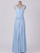 Side Slit Crisscross Ruched V-neck Mesh Bridesmaid Dress AB202141
