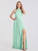 Crisscross High-Neck Mesh Bridesmaid Dress with Slit AB202045