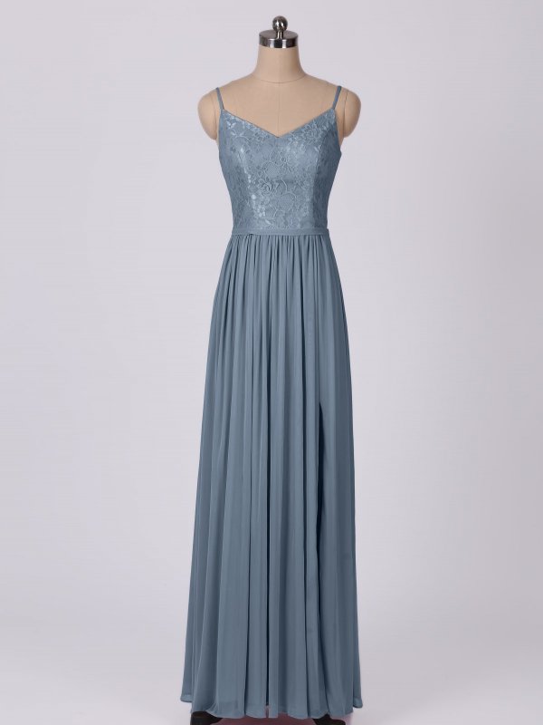 Long Metallic Corded Lace and Mesh Bridesmaid Dress AB202098