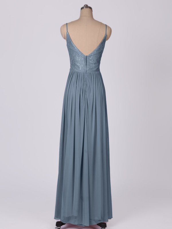 Long Metallic Corded Lace and Mesh Bridesmaid Dress AB202098