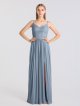 Long Metallic Corded Lace and Mesh Bridesmaid Dress AB202098