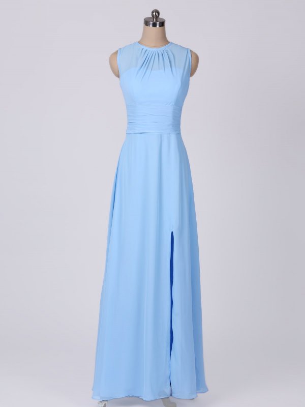 Sleeveless Long Chiffon Bridesmaid Dress with Side Slit AB202142