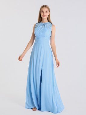 Sleeveless Long Chiffon Bridesmaid Dress with Side Slit AB202142