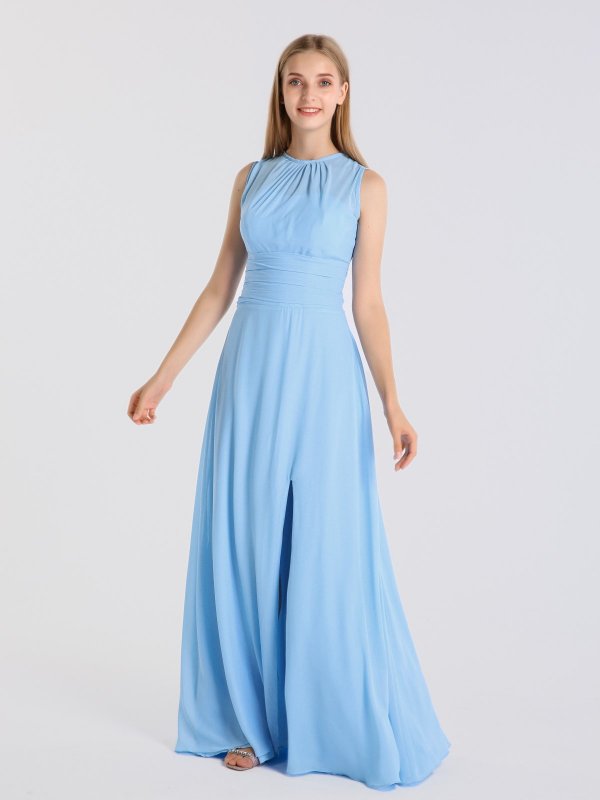 Sleeveless Long Chiffon Bridesmaid Dress with Side Slit AB202142