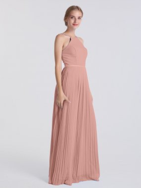 Full Length Chiffon High Halter Neck Bridesmaid Dress AB202074