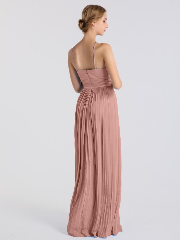 Full Length Chiffon High Halter Neck Bridesmaid Dress AB202074