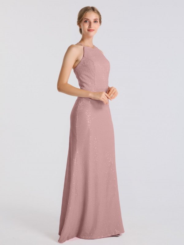 Long Sheath Allover Bling Sequin Bridesmaid Dress AB202106