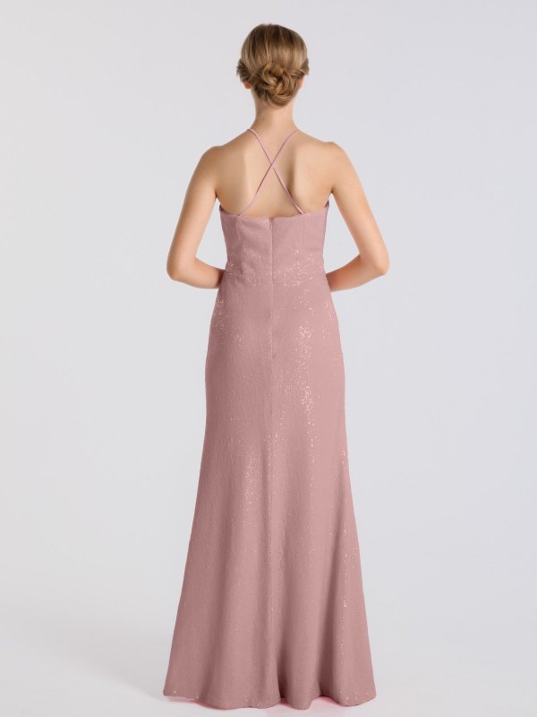 Long Sheath Allover Bling Sequin Bridesmaid Dress AB202106