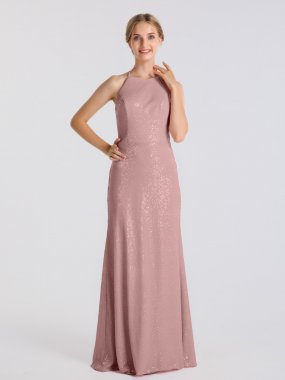 Long Sheath Allover Bling Sequin Bridesmaid Dress AB202106