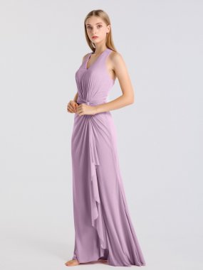 Sexy Mesh Halter Neck Long Bridesmaids Gown AB202131