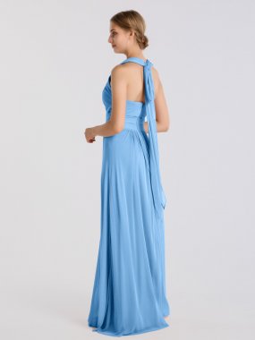 Long Halter Ruched Waist Stretch Mesh Bridesmaid Dress AB202094