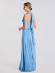 Long Halter Ruched Waist Stretch Mesh Bridesmaid Dress AB202094