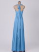 Long Halter Ruched Waist Stretch Mesh Bridesmaid Dress AB202094