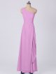 One-Shoulder Chiffon Bridesmaid Dress With Cascade Slit Skirt AB202126