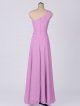 One-Shoulder Chiffon Bridesmaid Dress With Cascade Slit Skirt AB202126