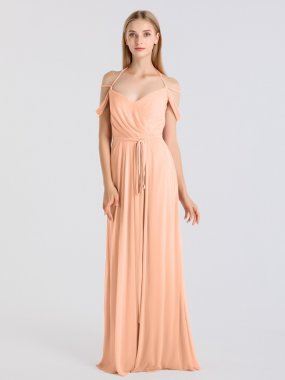 Charming Stretch Mesh Off-The-Shoulder Style Bridesmaid Dress AB202042