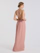 Long Tank V Neck Crinkle Chiffon Dress With Low Crisscross Back AB202112