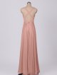 Long Tank V Neck Crinkle Chiffon Dress With Low Crisscross Back AB202112