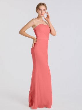 Lace Sweetheart Neckline Long Bridesmaid Dress with Lace Insert AB202085