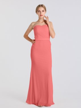 Lace Sweetheart Neckline Long Bridesmaid Dress with Lace Insert AB202085