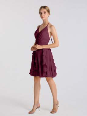 Short Crinkle Chiffon Bridesmaids Dress AB202134