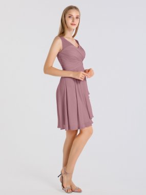 Illusion Tank Crinkle Chiffon Dress With Short Cascade Skirt AB202082
