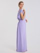 Flutter Sleeve A-Line Long Crinkle Chiffon Dress For Bridesmaids AB202072