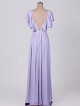 Flutter Sleeve A-Line Long Crinkle Chiffon Dress For Bridesmaids AB202072