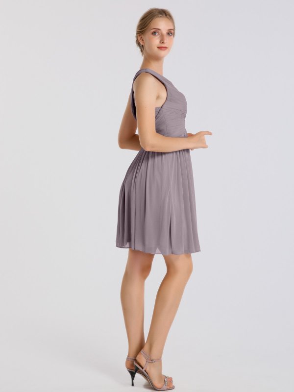 Crisscross Back Tank V-Neck Above Knee Mesh Bridesmaid Gowns AB202061