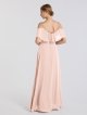 Chiffon Long A-line Cold-Shoulder Bridesmaid Dress with V-Neck AB202043