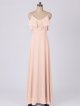 Chiffon Long A-line Cold-Shoulder Bridesmaid Dress with V-Neck AB202043