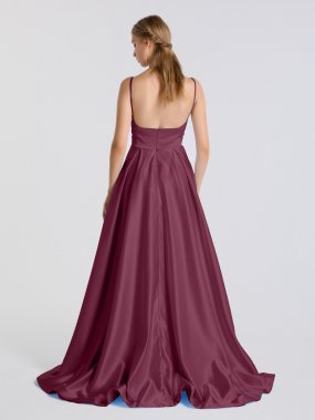 Modern A-line Satin Prom Gown with Pockets AB202165