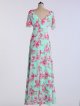 Long A-line Floral Chiffon Dress with Flutter Sleeves AB202088