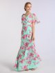 Long A-line Floral Chiffon Dress with Flutter Sleeves AB202088