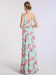Print Long A-line Chiffon Bridesmaid Gown with Spaghetti Straps AB202128
