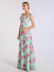 Print Long A-line Chiffon Bridesmaid Gown with Spaghetti Straps AB202128