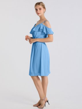 Short Cold-Shoulder Chiffon Bridesmaid Dress AB202133