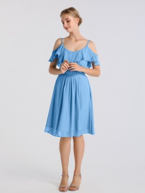 Short Cold-Shoulder Chiffon Bridesmaid Dress AB202133