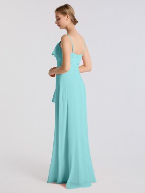 Fancy Long Crinkle Chiffon Ruffled Bridesmaid Dress AB202067