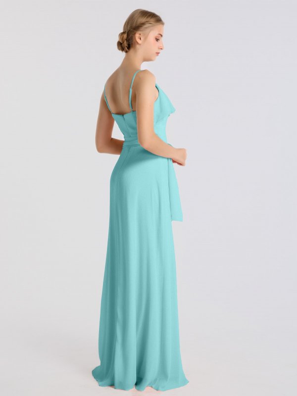 Fancy Long Crinkle Chiffon Ruffled Bridesmaid Dress AB202067