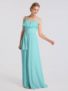 Fancy Long Crinkle Chiffon Ruffled Bridesmaid Dress AB202067