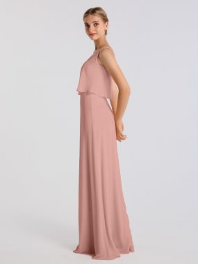 Crinkle Chiffon Tank Scoop Neckline Dress for Bridesmaids AB202060