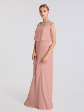 Crinkle Chiffon Tank Scoop Neckline Dress for Bridesmaids AB202060