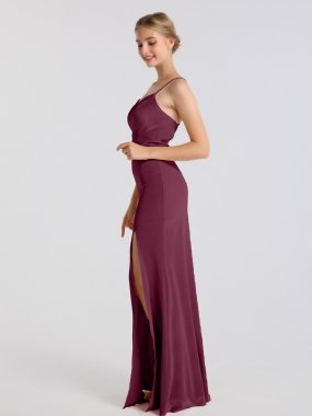 Long Sheath Scoop Neck Dress with Satin Straps AB202108