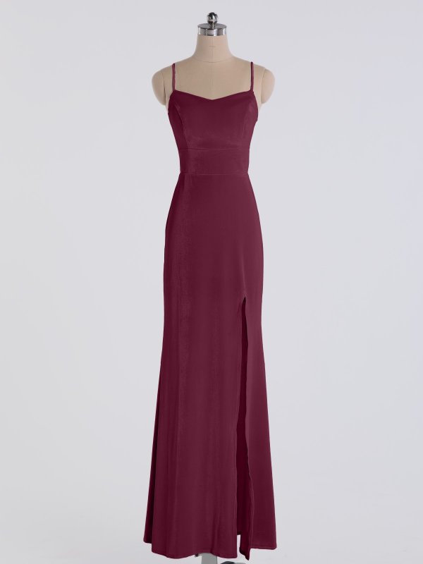 Long Sheath Scoop Neck Dress with Satin Straps AB202108