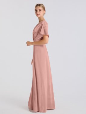 Luxurious Flutter sleeves V-neckline Velvet Dress AB202115